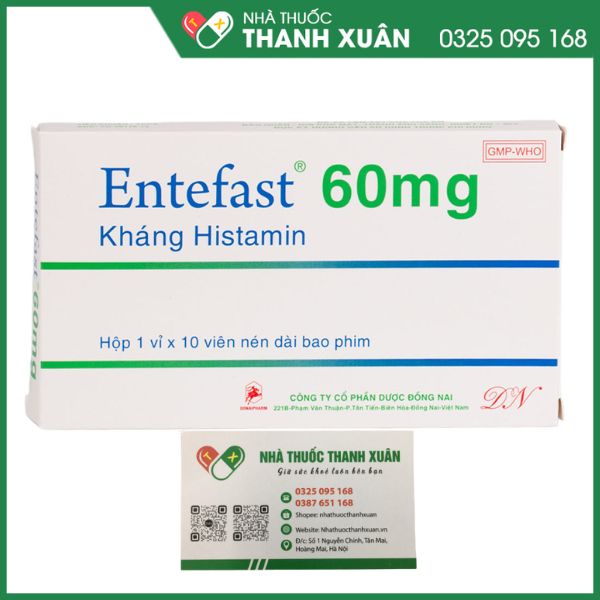 Entefast 60mg điều trị triệu chứng trong viêm mũi dị ứng theo mùa